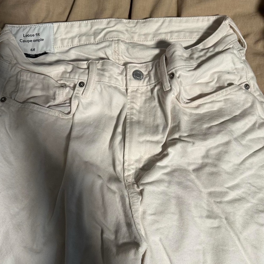 H&M Cream Loose Fit Jeans
